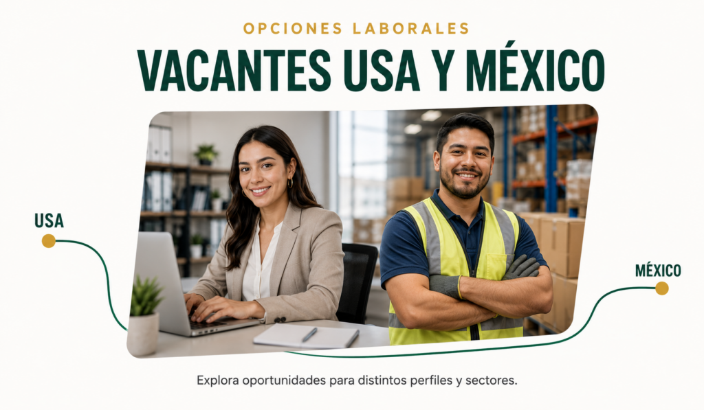 Explora nuestras categorías Empresas en México Conoce empresas que generan oportunidades laborales en diferentes estados de México. Encontrarás información sobre puestos operativos, ventas, logística, producción, oficinas y requisitos habituales para postularte. Vacantes USA Descubre opciones de empleo en Estados Unidos en empresas de comercio, logística, atención al cliente, almacenes, servicios y áreas profesionales. Revisa qué documentos pueden solicitar, cómo funciona cada puesto y cómo identificar ofertas confiables. Fábricas y producción Esta categoría reúne oportunidades relacionadas con manufactura, ensamblaje, calidad, mantenimiento, seguridad industrial, almacenes y cadena de suministro. Ideal para quienes buscan empleo en plantas, centros de producción o áreas técnicas. Oficinas y hoteles Encuentra información sobre puestos en recepción, reservaciones, restaurantes, limpieza, eventos, ventas, administración y atención al cliente. También compartimos opciones laborales para perfiles de oficina y áreas corporativas. Tiendas y supermercados Explora empleos en cajas, piso de ventas, bodega, inventarios, alimentos, servicio al cliente y supervisión. Una sección pensada para quienes desean trabajar en comercios, farmacias, supermercados o grandes tiendas. Información útil para tu búsqueda de empleo Además de conocer empresas y puestos, en cada entrada podrás encontrar orientación sobre: Requisitos habituales de contratación. Documentos que conviene preparar. Habilidades que puedes destacar en tu currículum. Recomendaciones para entrevistas. Señales para reconocer ofertas de empleo falsas. Áreas de trabajo según tu experiencia. Busca empleo de forma segura Nunca pagues por una vacante, una entrevista o una supuesta capacitación obligatoria. Las empresas legítimas publican sus oportunidades en portales oficiales y explican claramente las funciones, la ubicación y los requisitos. Revisa cada oferta con atención, postúlate solo a puestos que se adapten a tu perfil y mantén tus documentos actualizados. Tu próxima oportunidad puede comenzar hoy.